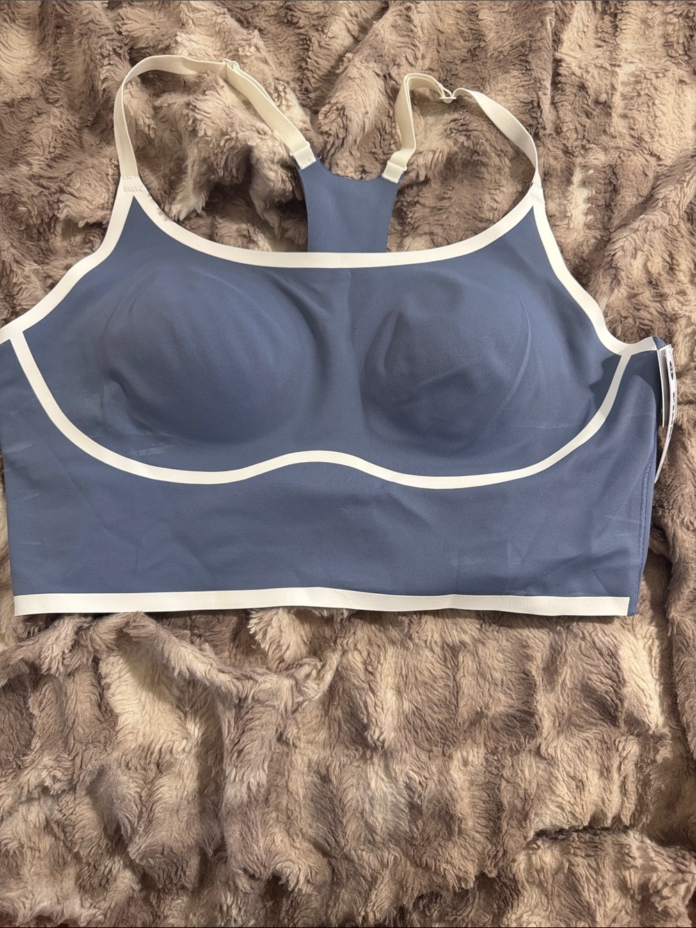 Victoria's Secret Pink Blue Sports Bralette with White Trim